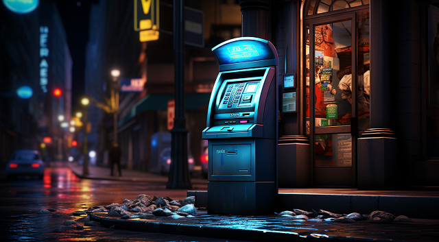 bankomat w mieście nocą