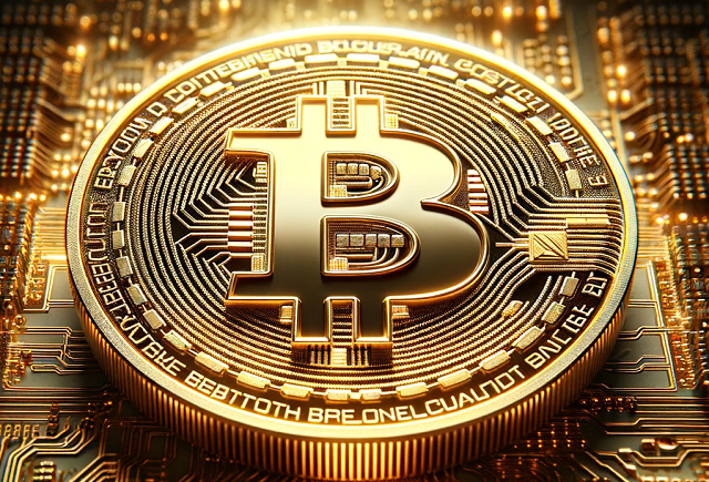 złota moneta bitcoin