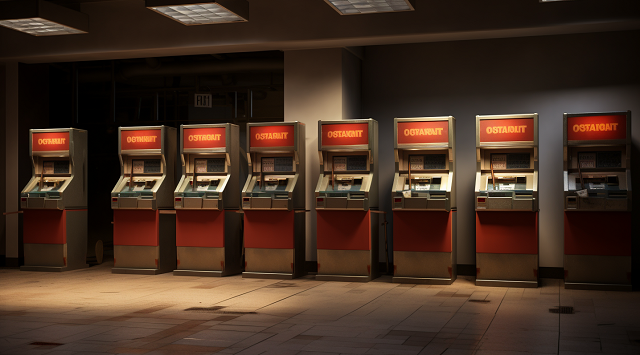 rząd czerwonych bankomatów