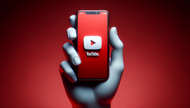 smartfon w dłoni z logiem YouTube na ekranie
